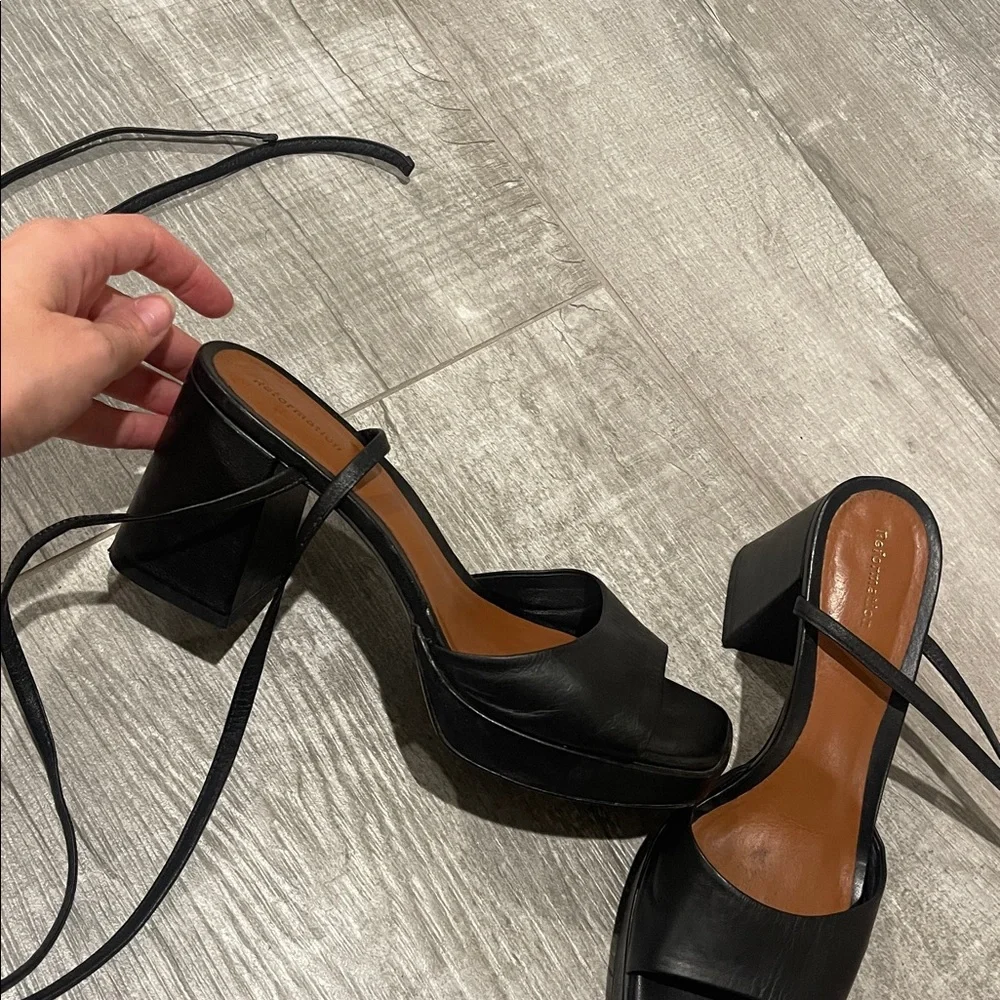 Reformation ankle tie platform sandals